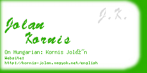 jolan kornis business card